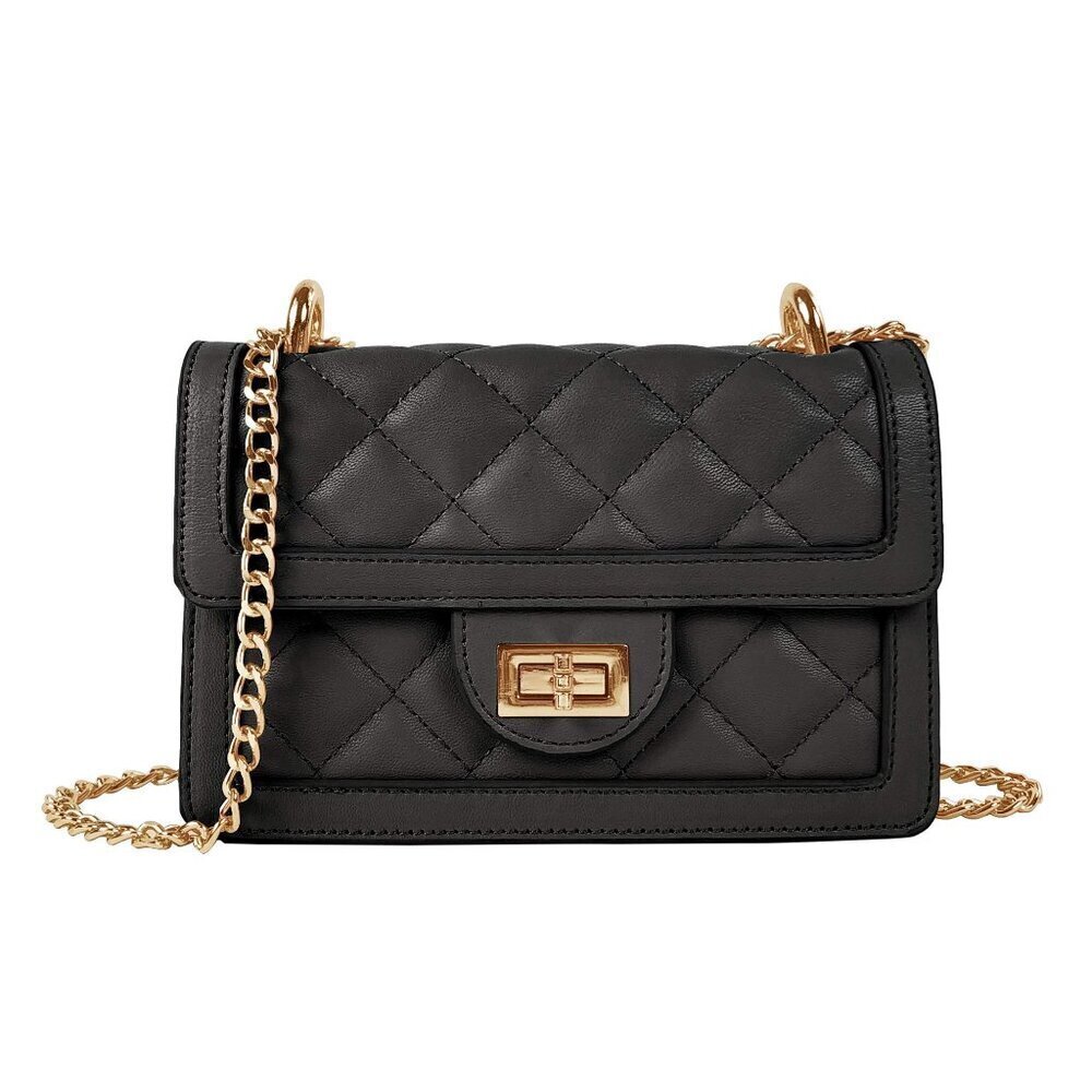 Quilted Mini Crossbody Bag Elegant Chain Strap Vegan Leather Chic Designer